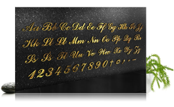 alfabet Corsivo łączone złote litery nagrobne ze stali nierdzewnej