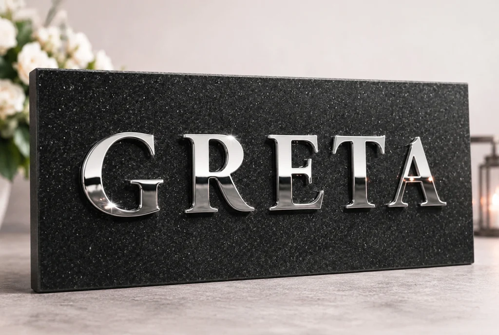 Litery na pomnik ze stali nierdzewnej Greta