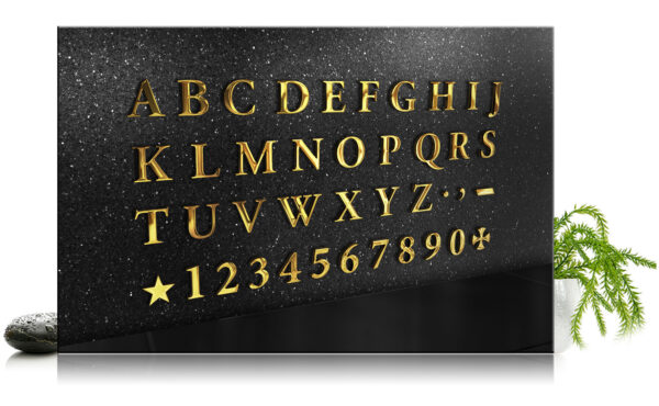 alfabet Greta złote litery nagrobne ze stali nierdzewnej