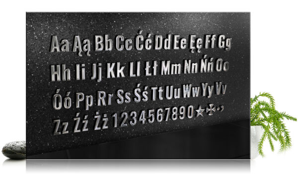 alfabet Luna poler litery nagrobne ze stali nierdzewnej