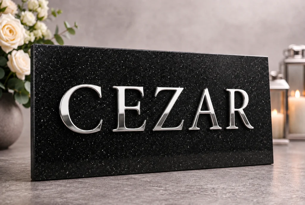 Klasyczne litery nagrobne ze stali nierdzewnej Cezar