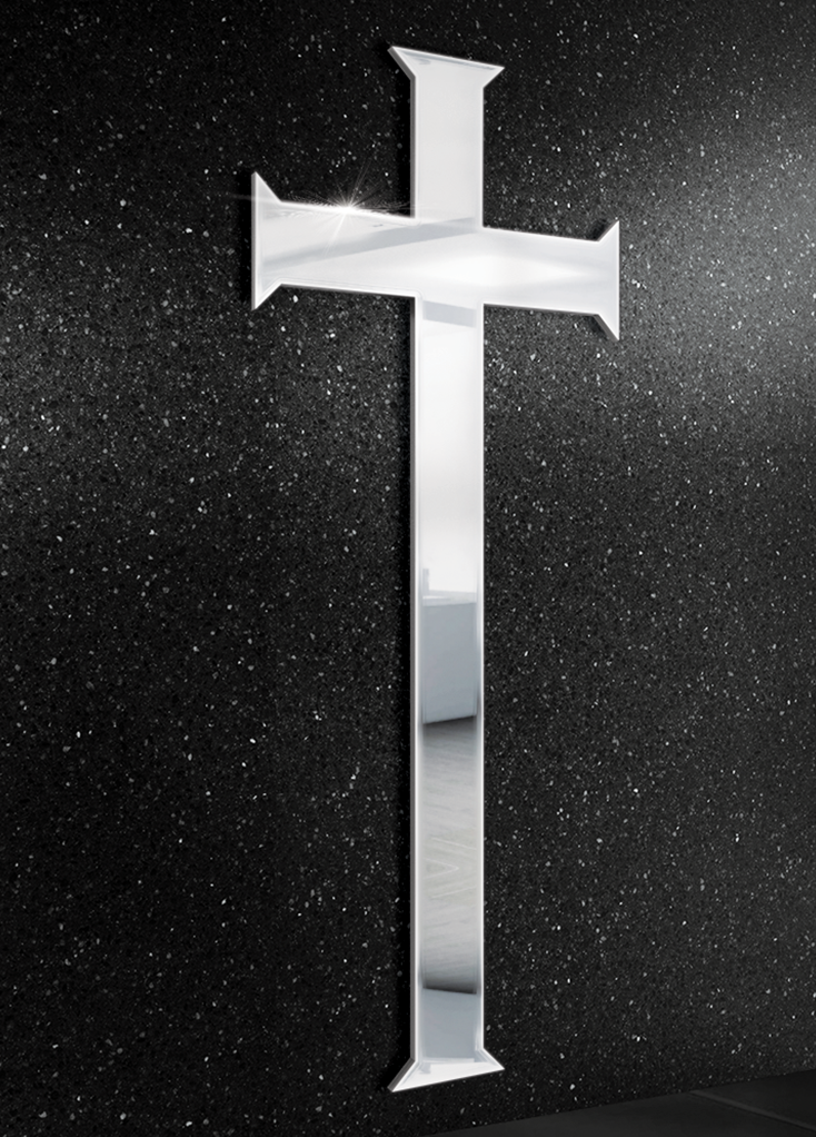 Krzyż wiszący na nagrobku ze stali nierdzewnej, wyrafinowane wykonanie