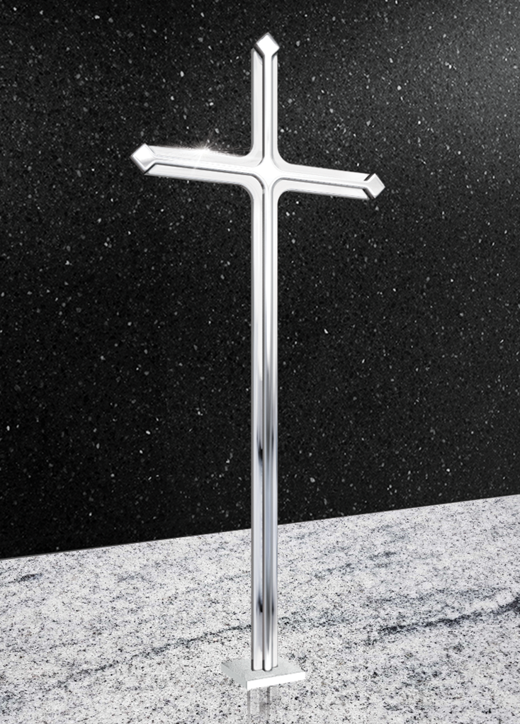 Minimalistyczny krzyż stojący ze stali nierdzewnej dla nagrobka