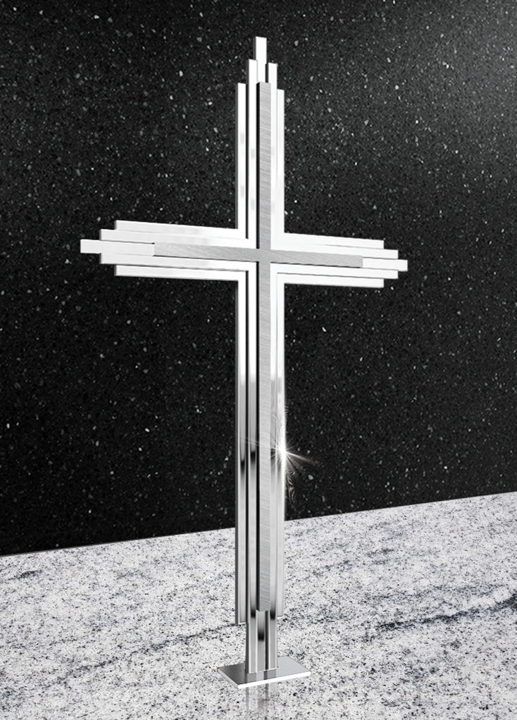 Krzyż nagrobny ze stali nierdzewnej, stojący model z nowoczesnym wzornictwem