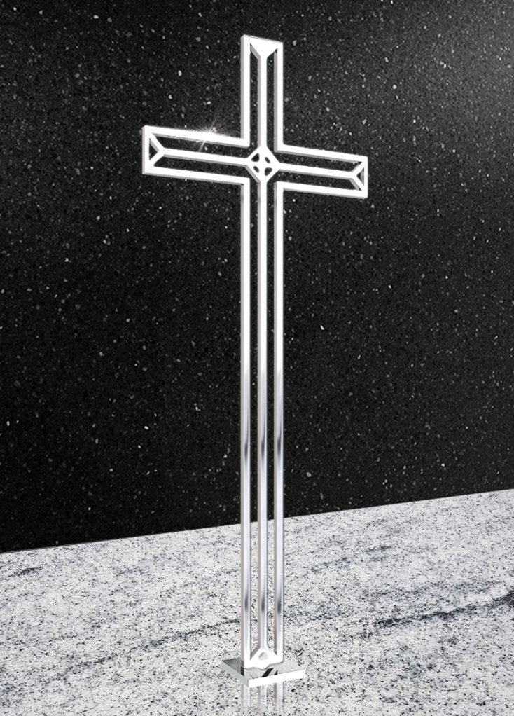 Krzyż stojący ze stali nierdzewnej, wyrafinowana dekoracja nagrobna