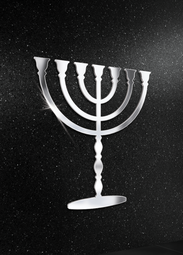 Menorah ze stali nierdzewnej na nagrobek, tradycyjny symbol żydowski