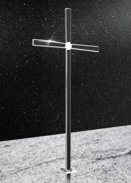 Krzyż nagrobny ze stali nierdzewnej, stojący model z nowoczesnym wzornictwem